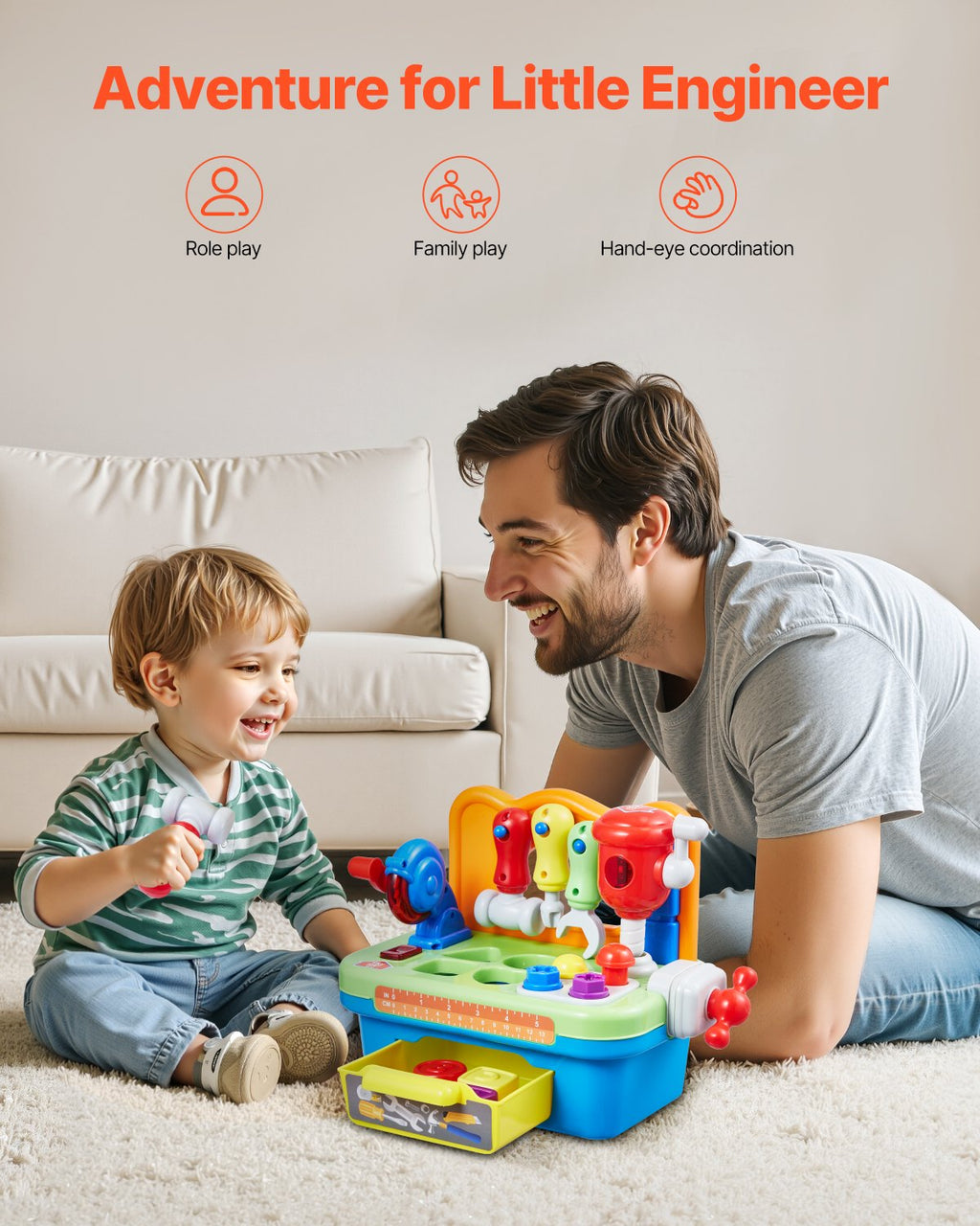 Musical Workbench For Toddler 2 Years+ Toy Musical Learning Workbench