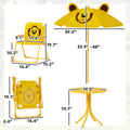 Kids Picnic Table And Chair Set, Outdoor Activity Table With Foldable Chairs, Height Adjustable Umbrella, Yellow
