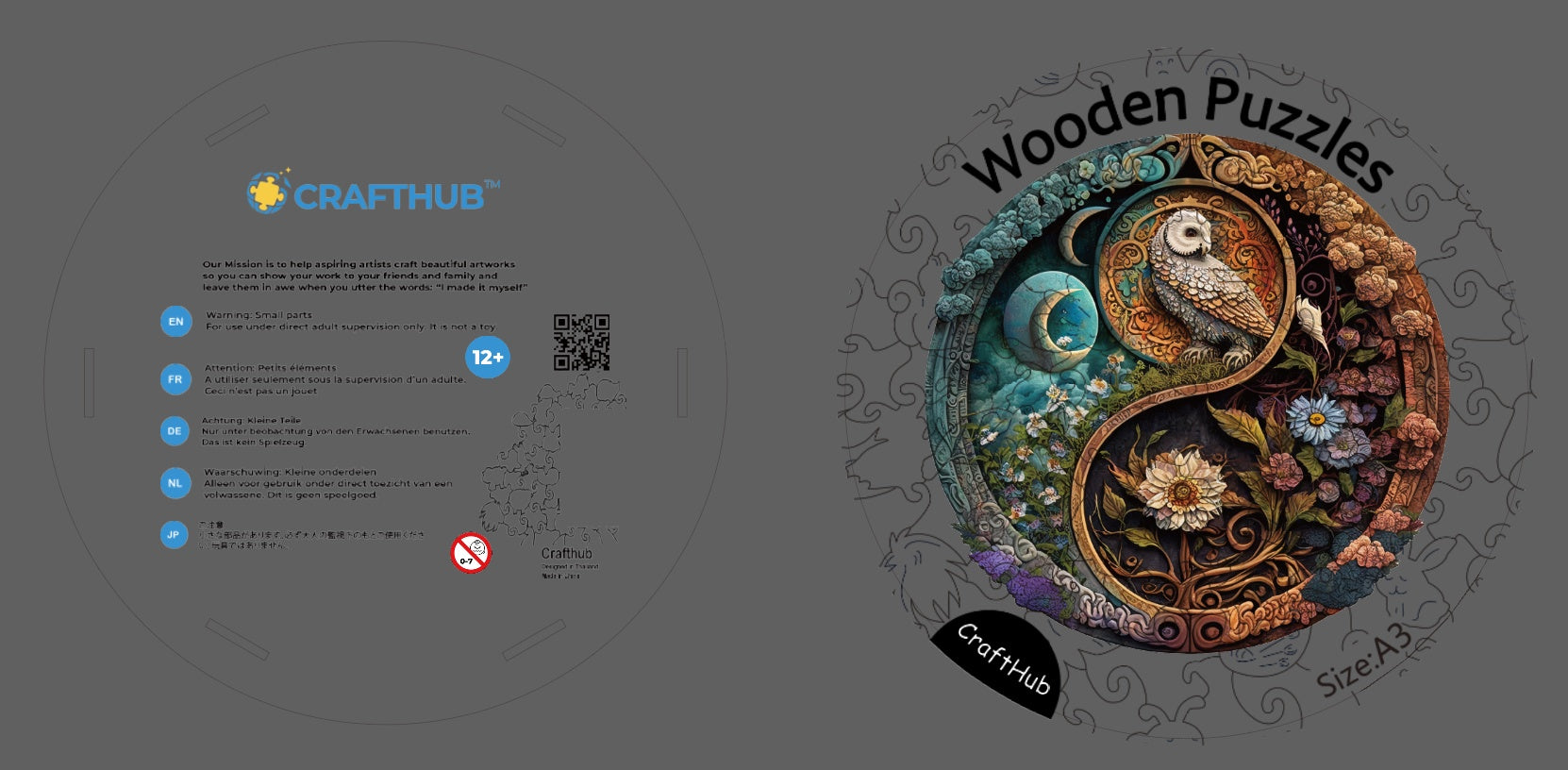 CraftHub Round And Rectangle Wooden Box