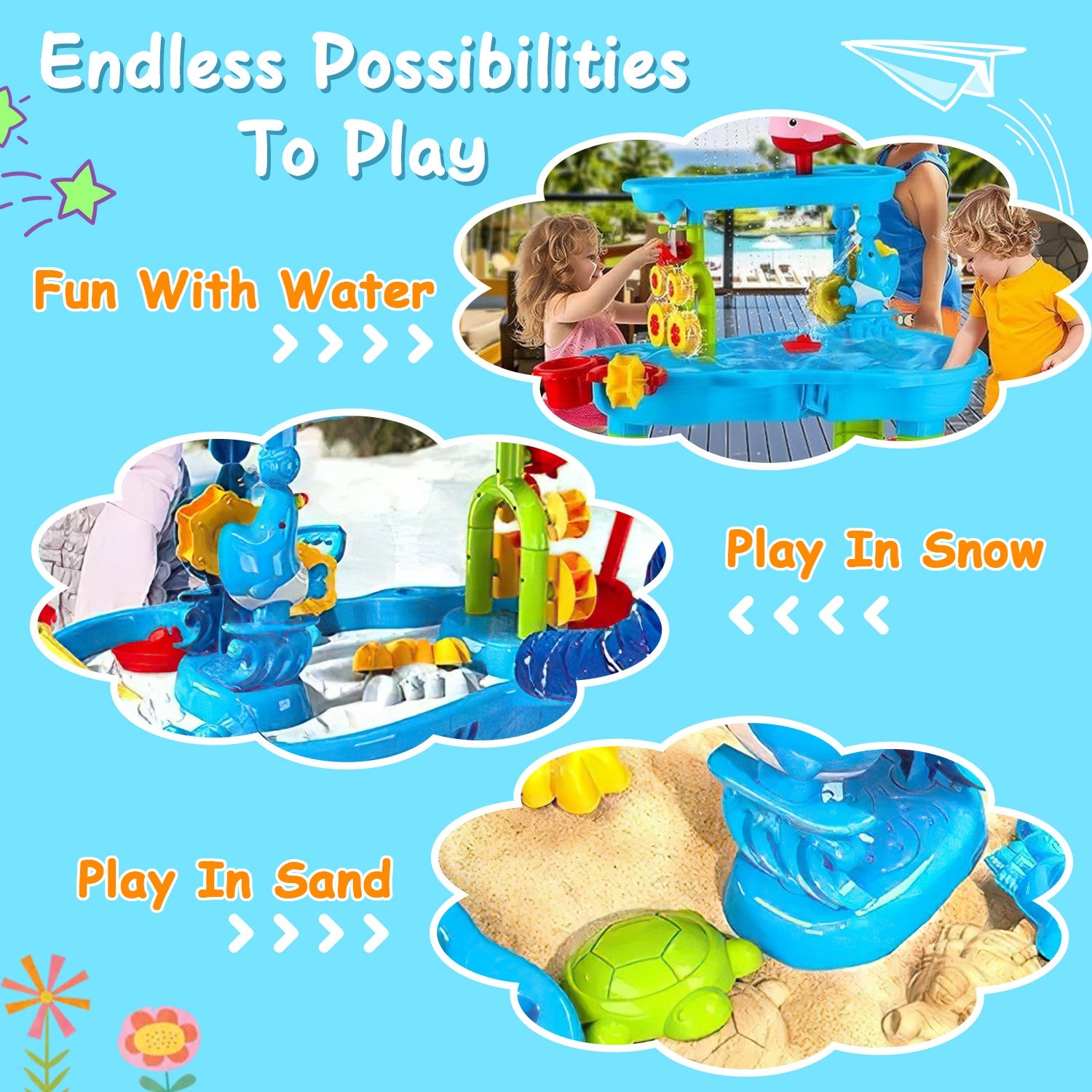 1 Set Kid Sand Water Table Toddler Water Activity Table Rain Showers Play Table Toy For 3 To 6 Years Old Sensory Exercise Friendship Building