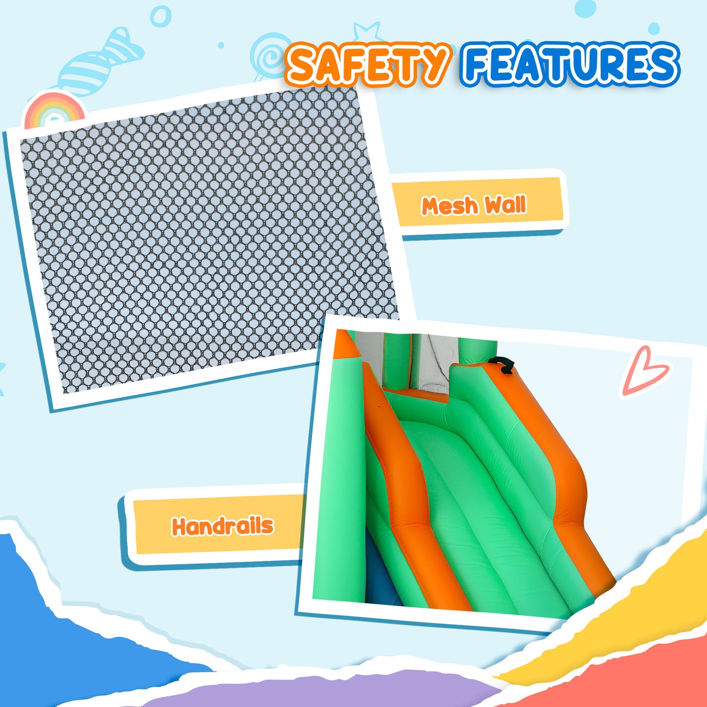 8 In 1 Inflatable Bounce House Water Slide With 680W High Power Blower, For 3-8 Years