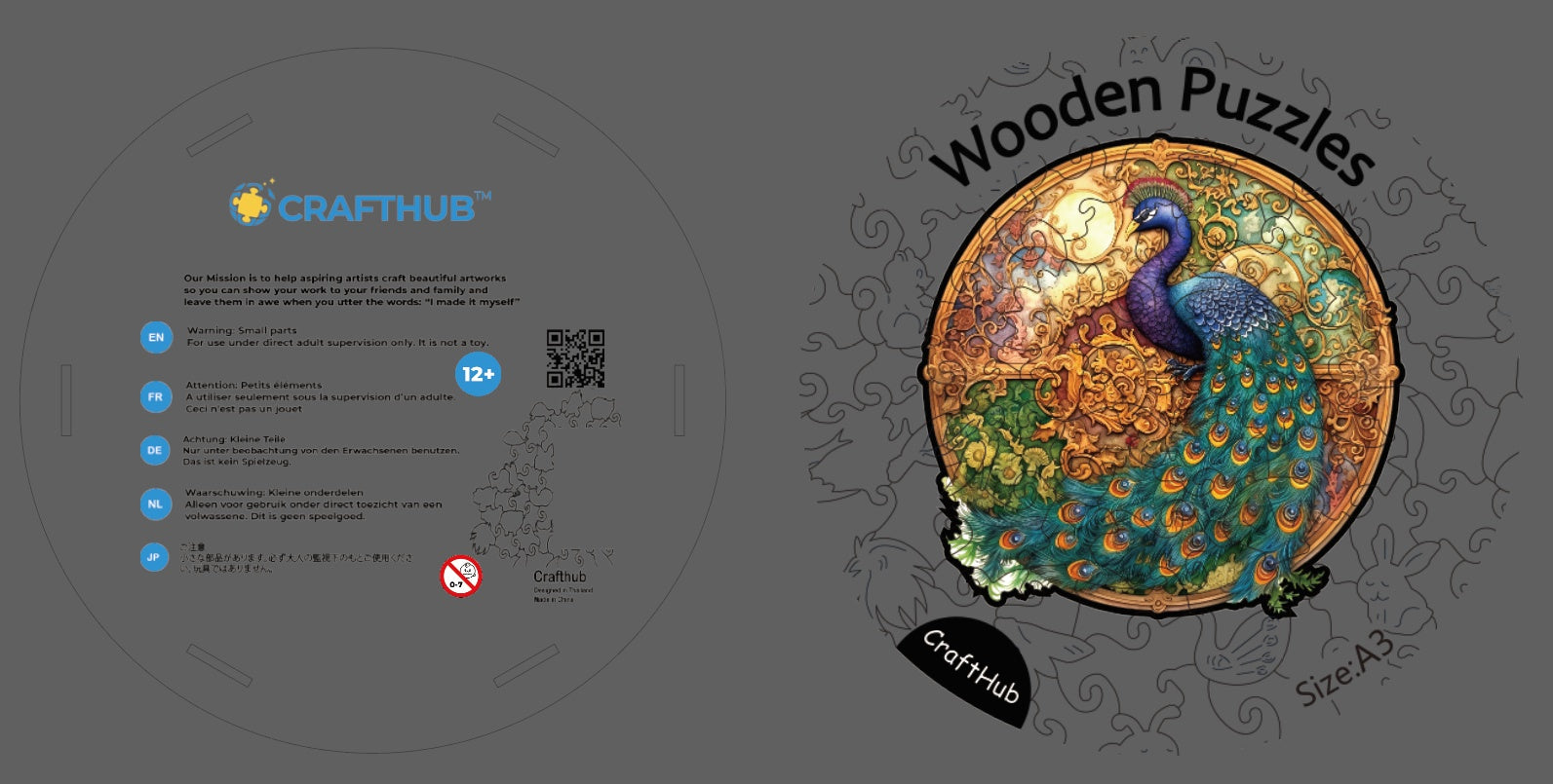 CraftHub Round And Rectangle Wooden Box