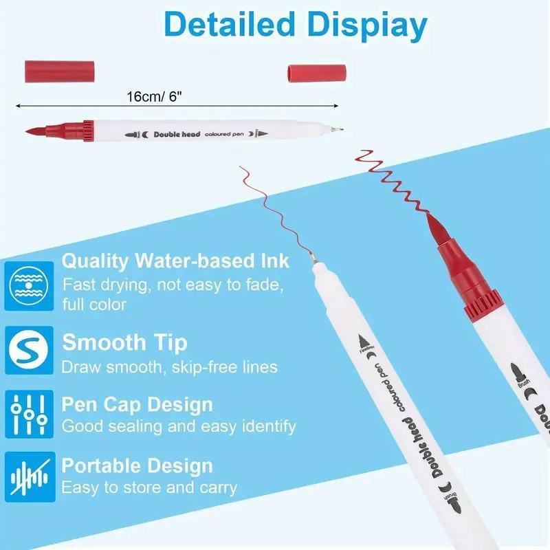 120-Piece Colored Marker And Watercolor Pen Set - Highly Saturated Colors, Quick-Drying, Bleed-Resistant, Dual Nibs, Art Essentials, Portable And Organizable, Spark Your Creativity Anytime.