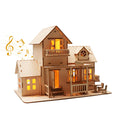 MUSIC PARK 3D Wooden Puzzle Sweet Home Music Box Hands Craft Miniature Dollhouse Kits 3D Model Diy House Building With LED Night Lights Gifts For Christmas