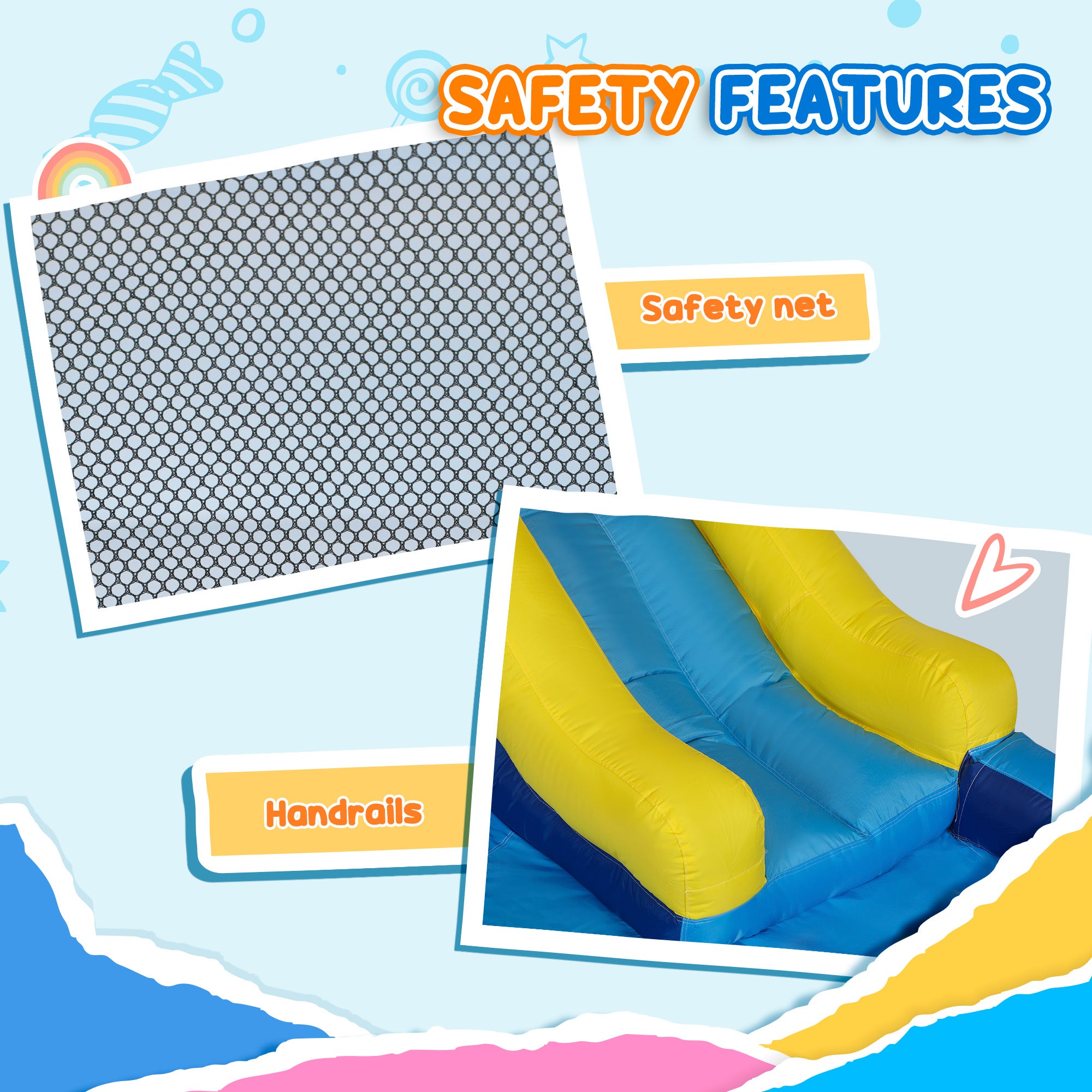 5 In 1 Inflatable Bounce House, Water Slide With 550W Blower, Splash Pool, Trampoline, Climbing Wall, Cannon