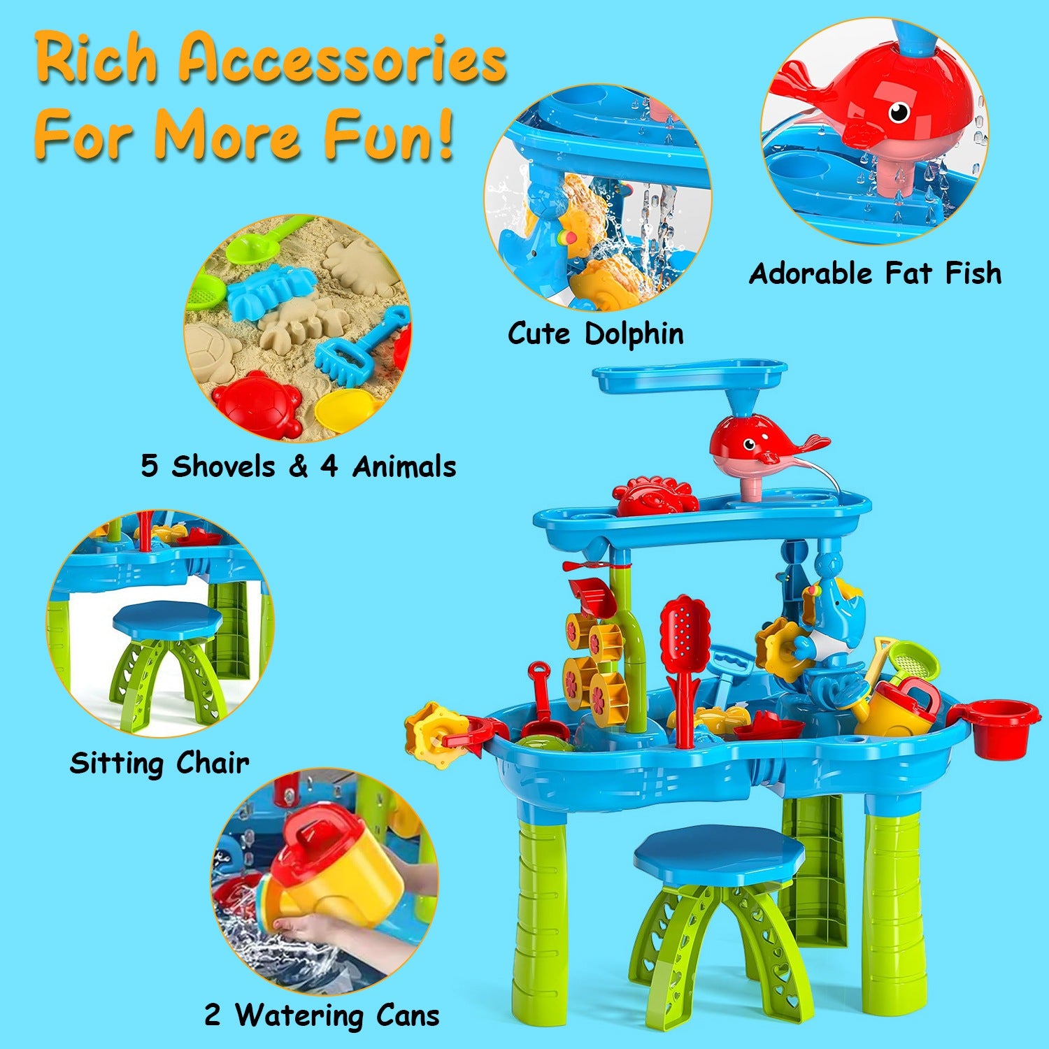 1 Set Kid Sand Water Table Toddler Water Activity Table Rain Showers Play Table Toy For 3 To 6 Years Old Sensory Exercise Friendship Building
