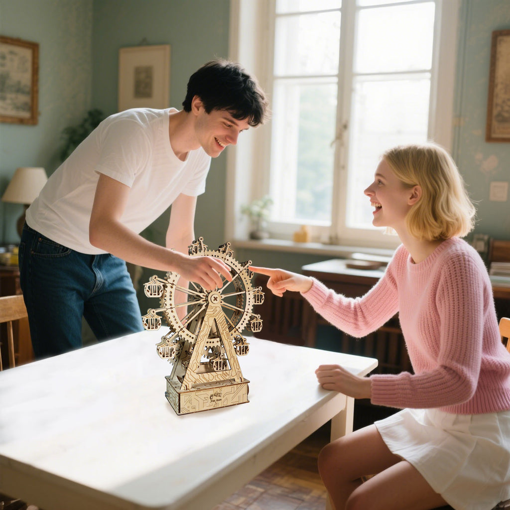 3d Wooden Puzzle Gear Ferris Wheel Music Box You Are My Sunshine Handmade Assembly Model Kit Holidays Birthdays Christmas Gifts