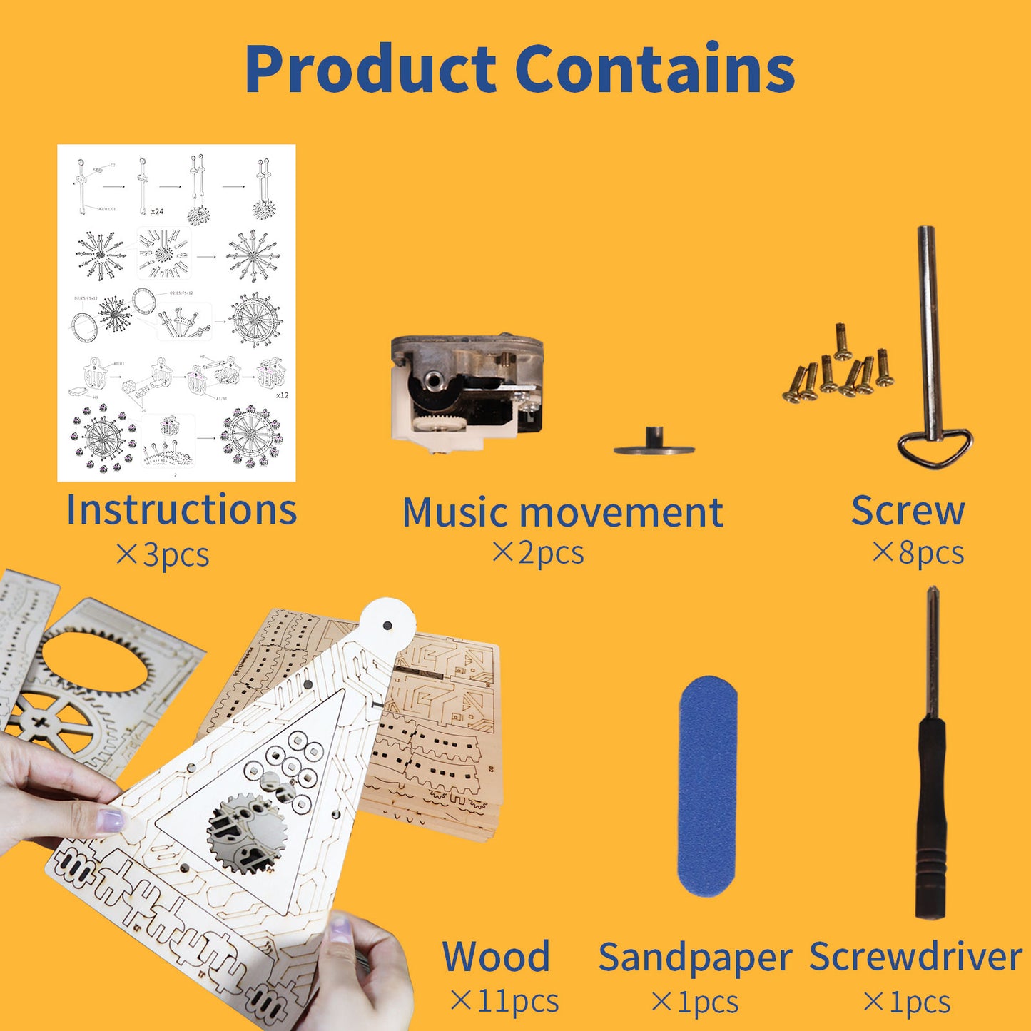 3d Wooden Puzzle Gear Ferris Wheel Music Box You Are My Sunshine Handmade Assembly Model Kit Holidays Birthdays Christmas Gifts