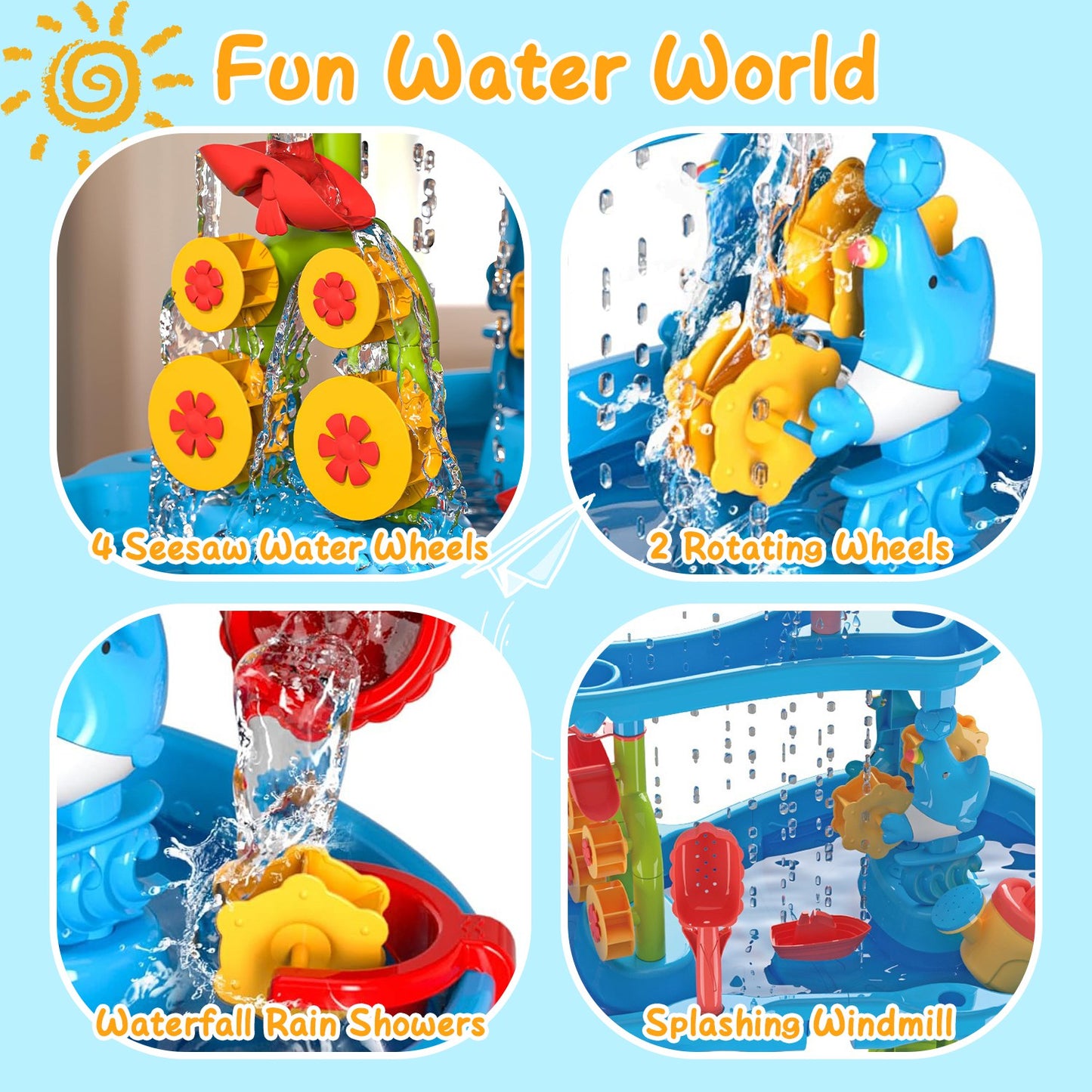 1 Set Kid Sand Water Table Toddler Water Activity Table Rain Showers Play Table Toy For 3 To 6 Years Old Sensory Exercise Friendship Building