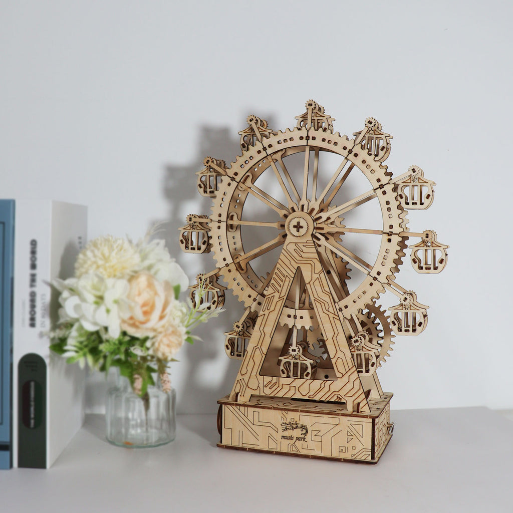 3d Wooden Puzzle Gear Ferris Wheel Music Box You Are My Sunshine Handmade Assembly Model Kit Holidays Birthdays Christmas Gifts