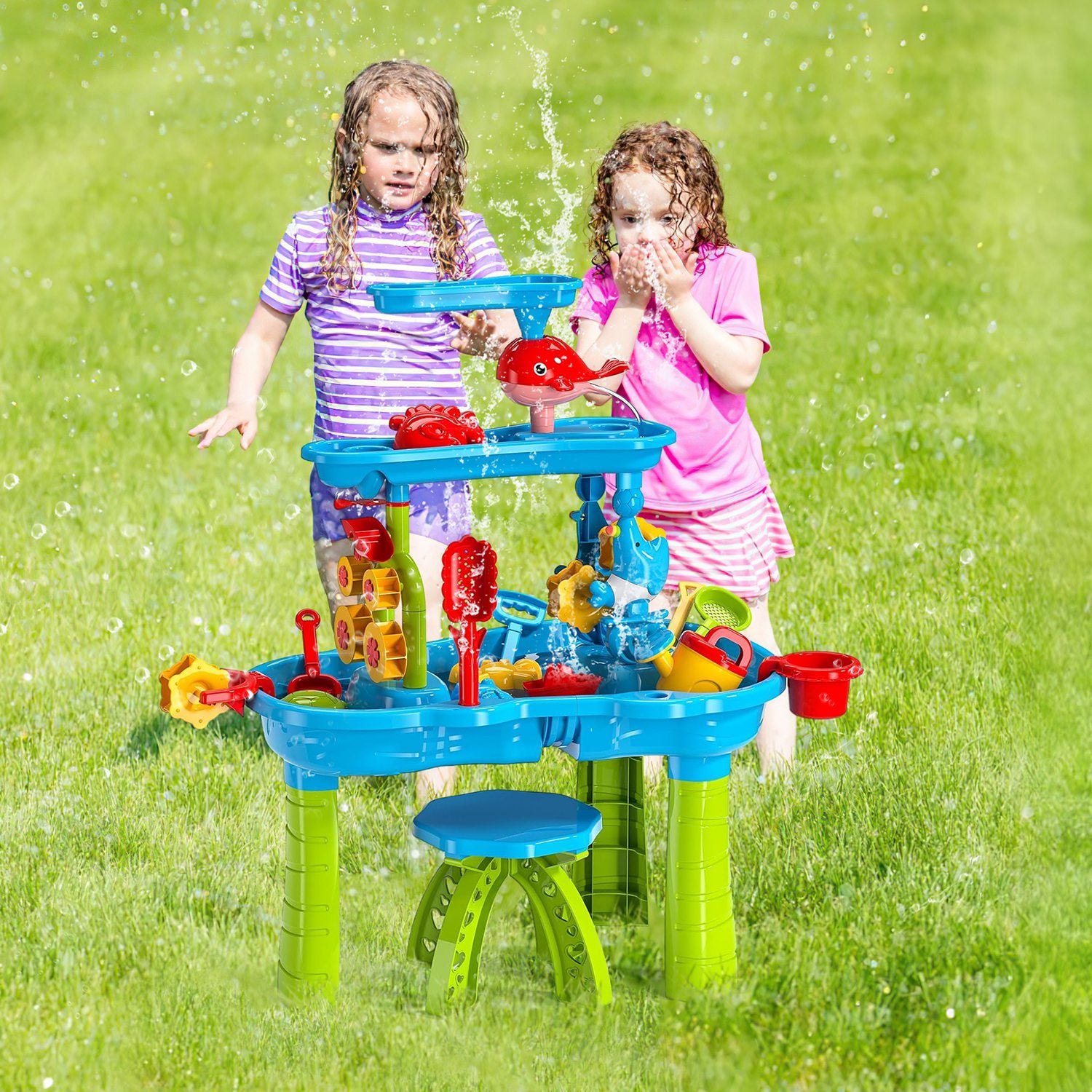 1 Set Kid Sand Water Table Toddler Water Activity Table Rain Showers Play Table Toy For 3 To 6 Years Old Sensory Exercise Friendship Building